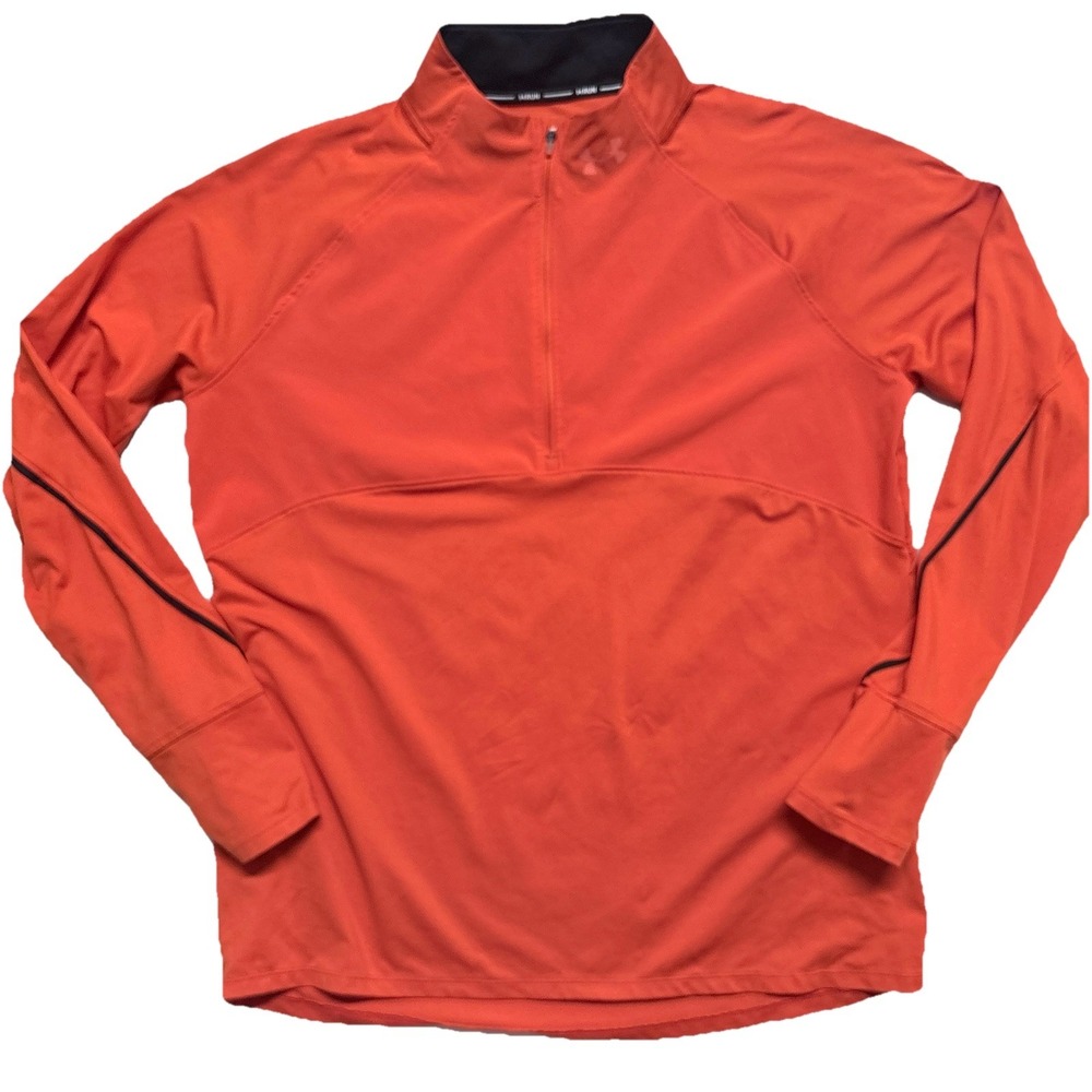 Under Armour Run 1/4‎ Zip Pullover Qualifier Men's XL Orange Fitted Long Sleeve